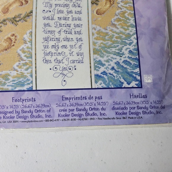 Bucilla Footprints Counted Cross Stitch Kit Religious Verse Beach Seashell‎ - Picture 4 of 9